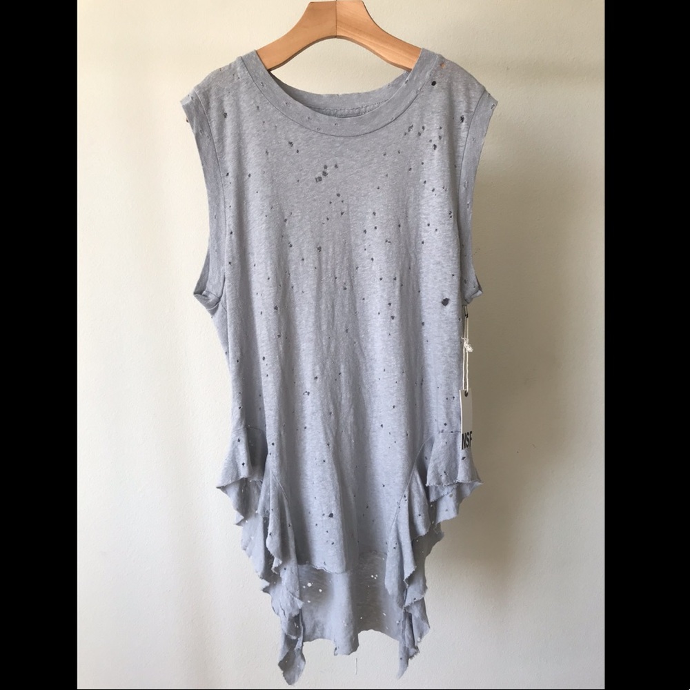 NWT NSF Lea Ruffle Side Muscle Tee.